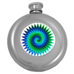 Star 3d Gradient Blue Green Round Hip Flask (5 oz) Front