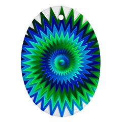 Star 3d Gradient Blue Green Oval Ornament (Two Sides)