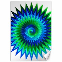 Star 3d Gradient Blue Green Canvas 12  x 18  