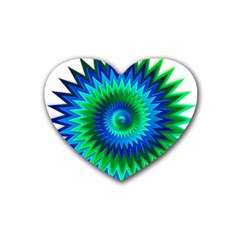 Star 3d Gradient Blue Green Rubber Coaster (heart)  by Nexatart