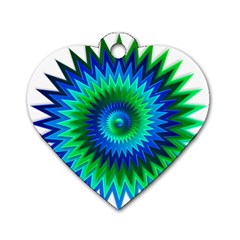 Star 3d Gradient Blue Green Dog Tag Heart (Two Sides)