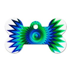 Star 3d Gradient Blue Green Dog Tag Bone (One Side)