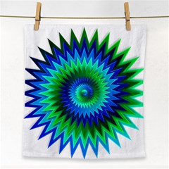 Star 3d Gradient Blue Green Face Towel