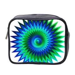 Star 3d Gradient Blue Green Mini Toiletries Bag 2-side by Nexatart