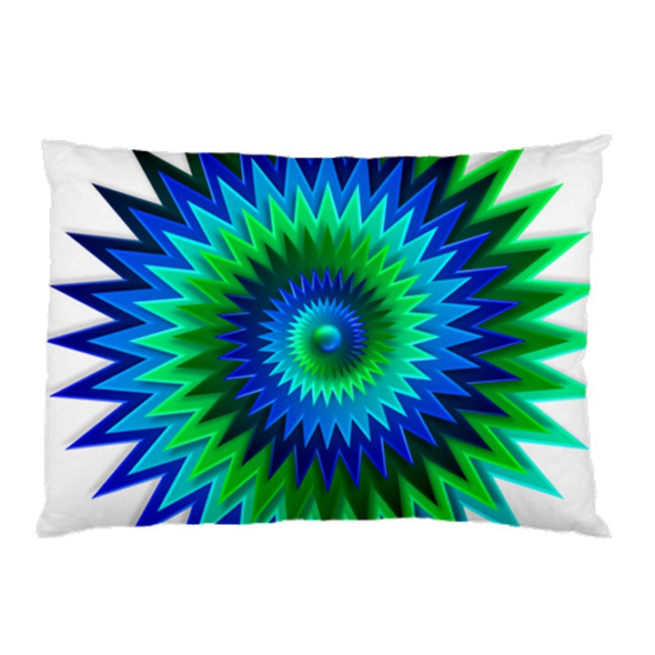 Star 3d Gradient Blue Green Pillow Case (Two Sides)