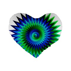 Star 3d Gradient Blue Green Standard 16  Premium Heart Shape Cushions