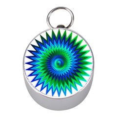 Star 3d Gradient Blue Green Mini Silver Compasses