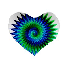 Star 3d Gradient Blue Green Standard 16  Premium Flano Heart Shape Cushions