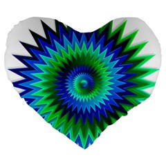 Star 3d Gradient Blue Green Large 19  Premium Flano Heart Shape Cushions