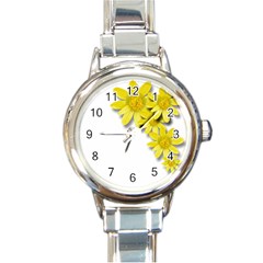 Flowers Spring Yellow Spring Onion Round Italian Charm Watch by Nexatart