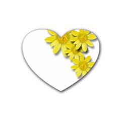 Flowers Spring Yellow Spring Onion Rubber Coaster (heart)  by Nexatart