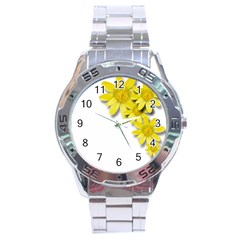 Flowers Spring Yellow Spring Onion Stainless Steel Analogue Watch by Nexatart