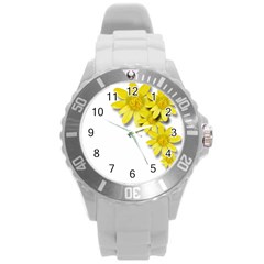 Flowers Spring Yellow Spring Onion Round Plastic Sport Watch (l) by Nexatart