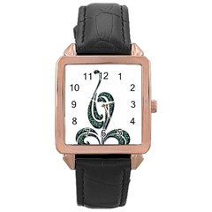 Scroll Retro Design Texture Rose Gold Leather Watch  by Nexatart