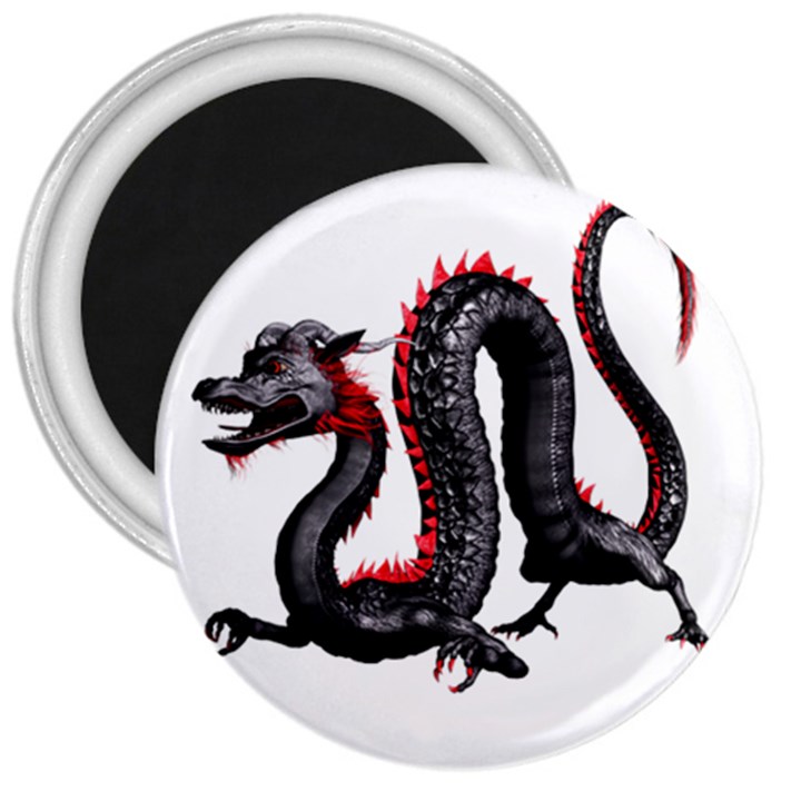 Dragon Black Red China Asian 3d 3  Magnets