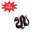 Dragon Black Red China Asian 3d 1  Mini Magnet (10 pack)  Front