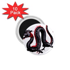 Dragon Black Red China Asian 3d 1 75  Magnets (10 Pack)  by Nexatart