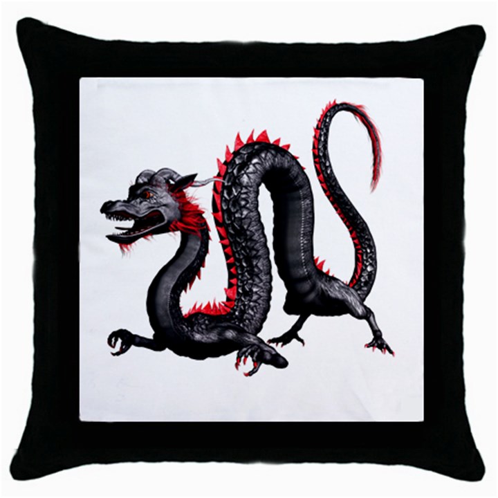 Dragon Black Red China Asian 3d Throw Pillow Case (Black)