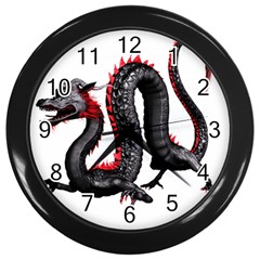 Dragon Black Red China Asian 3d Wall Clocks (black) by Nexatart