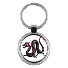 Dragon Black Red China Asian 3d Key Chains (round)  by Nexatart