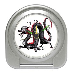 Dragon Black Red China Asian 3d Travel Alarm Clocks by Nexatart