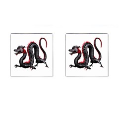 Dragon Black Red China Asian 3d Cufflinks (square) by Nexatart