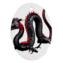 Dragon Black Red China Asian 3d Oval Ornament (two Sides) by Nexatart