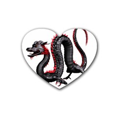 Dragon Black Red China Asian 3d Heart Coaster (4 Pack)  by Nexatart