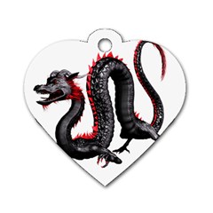 Dragon Black Red China Asian 3d Dog Tag Heart (one Side) by Nexatart