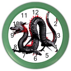 Dragon Black Red China Asian 3d Color Wall Clocks by Nexatart