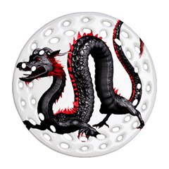 Dragon Black Red China Asian 3d Round Filigree Ornament (two Sides) by Nexatart