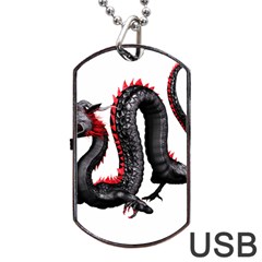 Dragon Black Red China Asian 3d Dog Tag Usb Flash (two Sides) by Nexatart