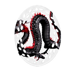 Dragon Black Red China Asian 3d Ornament (oval Filigree) by Nexatart