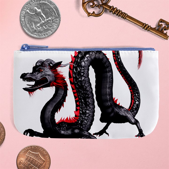 Dragon Black Red China Asian 3d Large Coin Purse