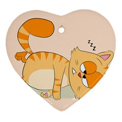 Even Cat Hates Monday Heart Ornament (two Sides) by Catifornia