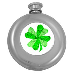 St Patricks Day Shamrock Green Round Hip Flask (5 Oz) by Nexatart