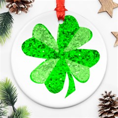 St Patricks Day Shamrock Green Round Ornament (two Sides) by Nexatart