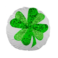 St Patricks Day Shamrock Green Standard 15  Premium Round Cushions by Nexatart