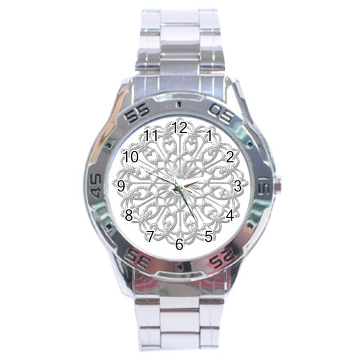 Scrapbook Side Lace Tag Element Stainless Steel Analogue Watch