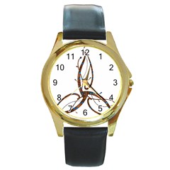 Abstract Shape Stylized Designed Round Gold Metal Watch by Nexatart