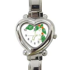 Scrapbook Green Nature Grunge Heart Italian Charm Watch by Nexatart