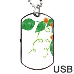 Scrapbook Green Nature Grunge Dog Tag Usb Flash (one Side) by Nexatart