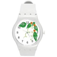 Scrapbook Green Nature Grunge Round Plastic Sport Watch (m) by Nexatart