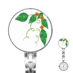 Scrapbook Green Nature Grunge Stainless Steel Nurses Watch by Nexatart