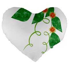 Scrapbook Green Nature Grunge Large 19  Premium Flano Heart Shape Cushions by Nexatart