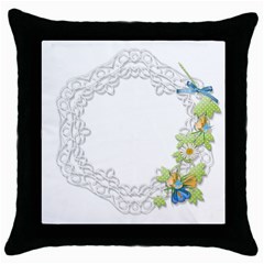 Scrapbook Element Lace Embroidery Throw Pillow Case (black) by Nexatart