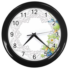 Scrapbook Element Lace Embroidery Wall Clocks (black) by Nexatart