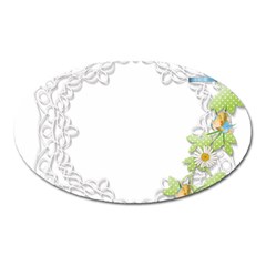 Scrapbook Element Lace Embroidery Oval Magnet by Nexatart