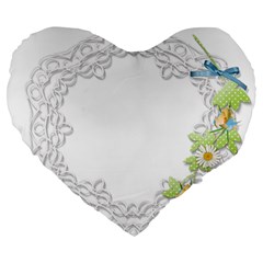 Scrapbook Element Lace Embroidery Large 19  Premium Heart Shape Cushions by Nexatart