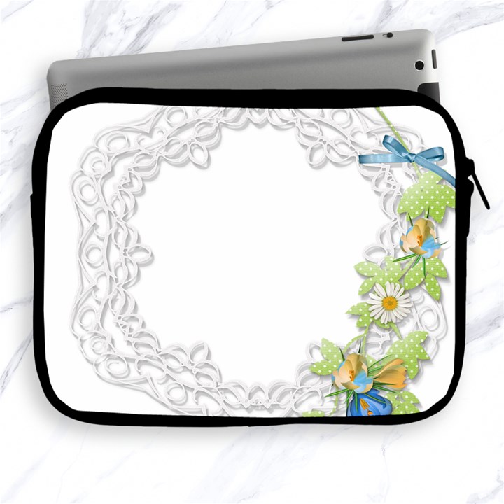 Scrapbook Element Lace Embroidery Apple iPad 2/3/4 Zipper Cases